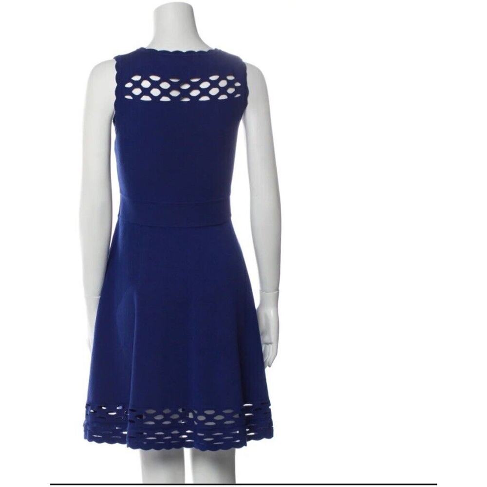 Milly New York Royal Blue Laser Cut Out Dress Fit Flare Size P - Picture 2 of 7